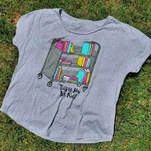 Library Cart "This Is How We Roll" Dolman Tee EUC